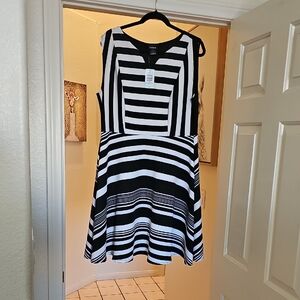 Torrid Black and White Striped V-Neck Dress